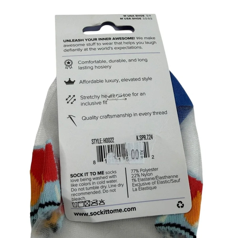 SOCK IT TO ME Sheer Crew Socks Blue Negroni Cocktail Novelty Women's 5-11 NEW